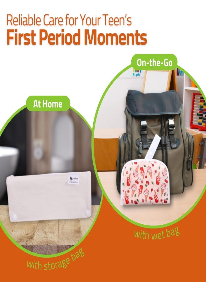 Natissy Non-Slip, Organic Cotton Reusable Menstrual Pads for Teen Girls (6 Pack S+M) - Leak Proof & Odor Free Cloth Period Pads - High-Temp Washable, Breathable & Skin-Safe for First Period Day Confidence - Image 3